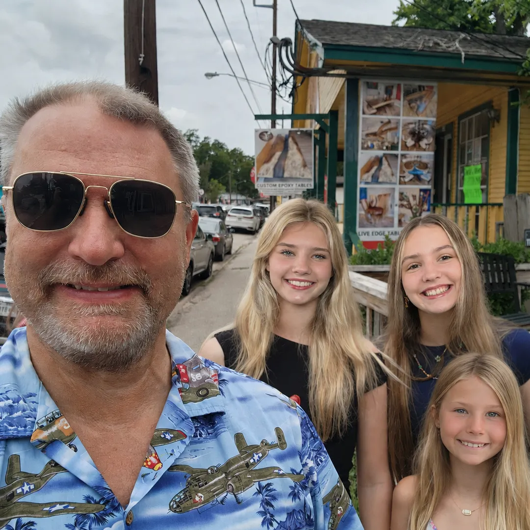 Lefty with his three daughters