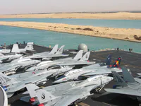 Carrier Air Wing Seven aircraft on USS George Washington during the Suez Canal transit