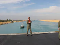 Lefty on the Fantail in the Suez Canal