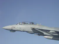 Closeup of the cockpit of RIPPER 204 (163218) with Lefty and Stooli (LEFTY painted on jet) and 2x GBU-16s on belly.