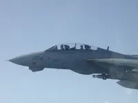 Closeup of the cockpit of RIPPER 204 (163218) with Lefty and Stooli (LEFTY painted on jet) and 2x GBU-16s on belly.