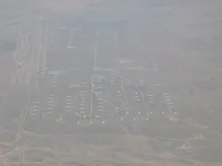 Close view of buildings/support facilities within a military installation