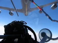 RIPPER 200 (163227) Lefty plugged on KC-135 Iron Maiden from 92nd Air Refueling Wing. KC-135R Stratotanker serial 58-0016 from 92nd Air Refueling Wing based at Fairchild AFB in Spokane, WA.