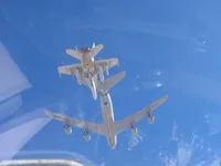 Wildcat 406 F/A-18C Hornet with AN/AAS-38 Nite Hawk FLIR/targeting pod and GBU-38 on right outboard station. KC-135R Stratotanker serial 58-0016 from 92nd Air Refueling Wing based at Fairchild AFB in Spokane, WA.