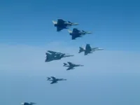 VFA-131 Wildcats Hornet AG-405, VF-143 Pukin' Dogs Tomcat AG-103 (161421), 3x Rafale M, 2x Super Étendard Modernisé underside shot