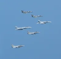 VFA-131 Wildcats Hornet AG-405 , VF-143 Pukin' Dogs Tomcat AG-103 (161421), 2x Rafale M, 2x Super Étendard Modernisé