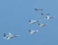 RIPPER 204 (163218, photo bird for previous shots), VFA-131 Wildcats Hornet AG-405 , VF-143 Pukin' Dogs Tomcat AG-103 (161421), 2x Rafale M, 2x Super Étendard Modernisé