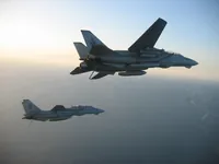 RIPPER 204 (163218) with hook down, LANTIRN Pod, and CATM-9M Captive Air Training Missile (Sidewinder), RIPPER 206 (162925) with hook down