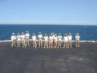 Military personnel from the Combined Air Operations Center (CAOC) get to watch our catapult shot